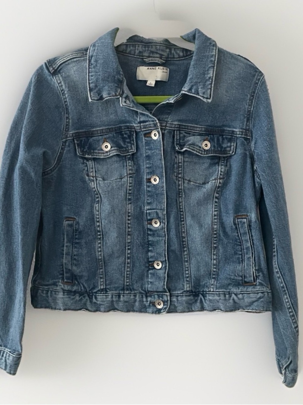 Anne Klein Classic Blue Denim Jacket with Button Front